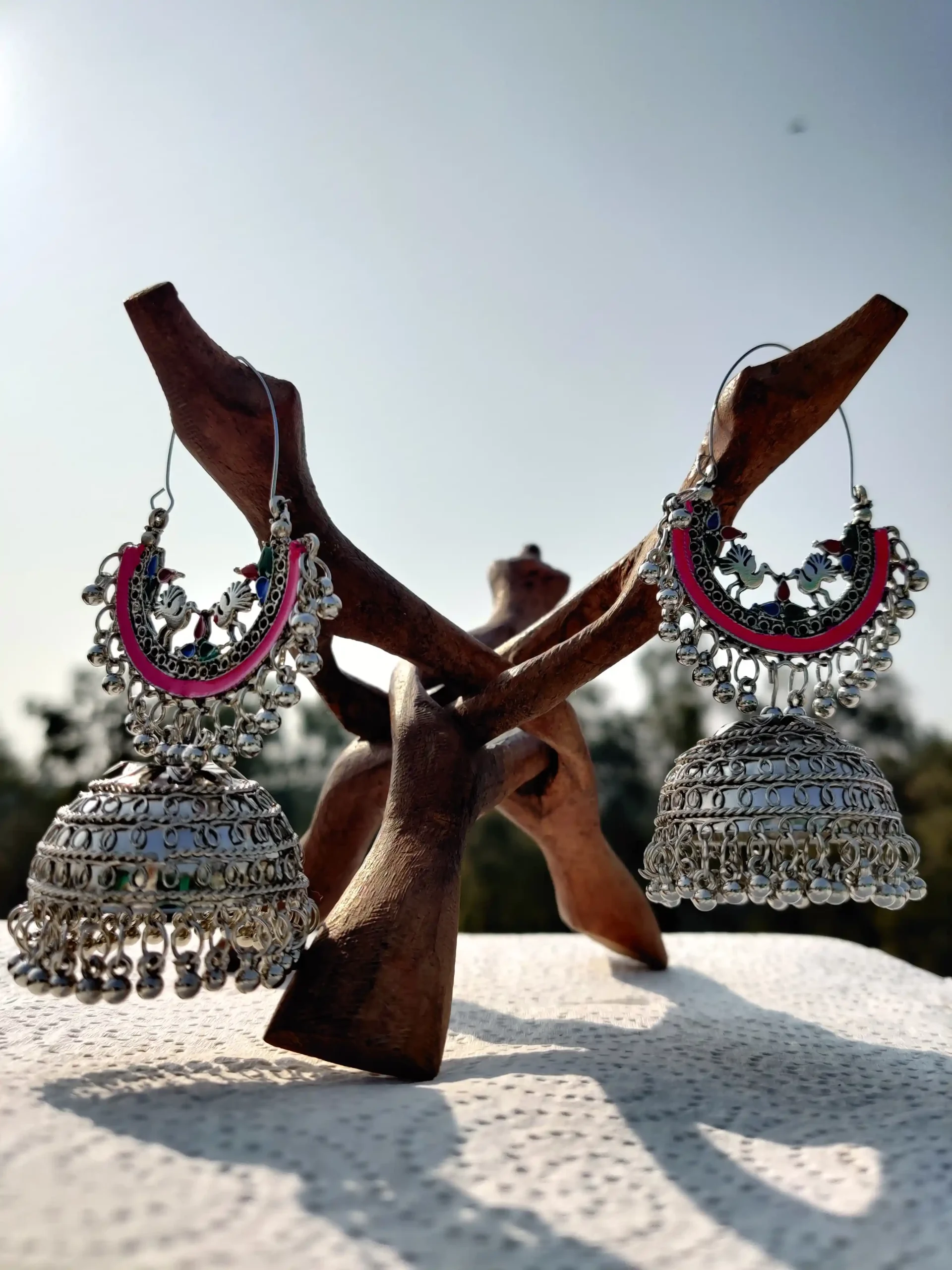 Magenta Hoops with Jhumkas